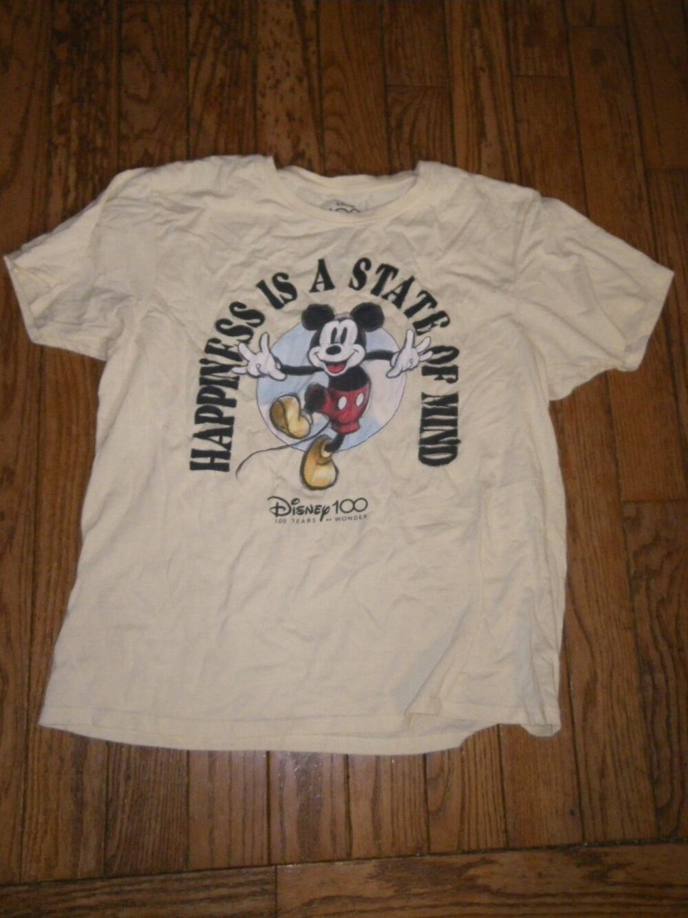 Unisex Disney 100 Happiness is a State of Mind Cotton Blend Short Sleeved Tee